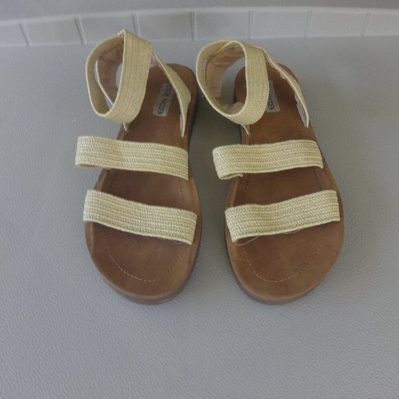Steve Madden women's size 10 sandals, Raffia elastic wrap ankle straps, flexible - Picture 3 of 13